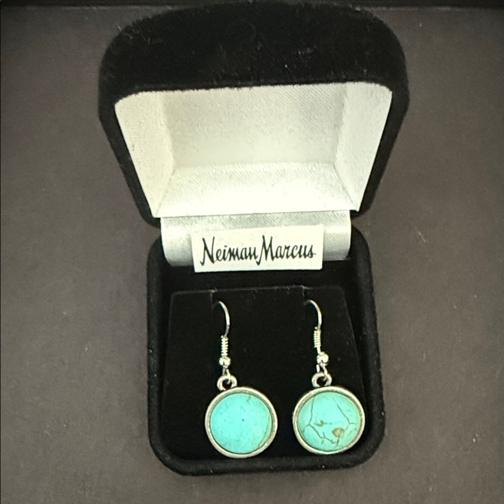 Neiman Marcus Aqua Blue Circle Earrings